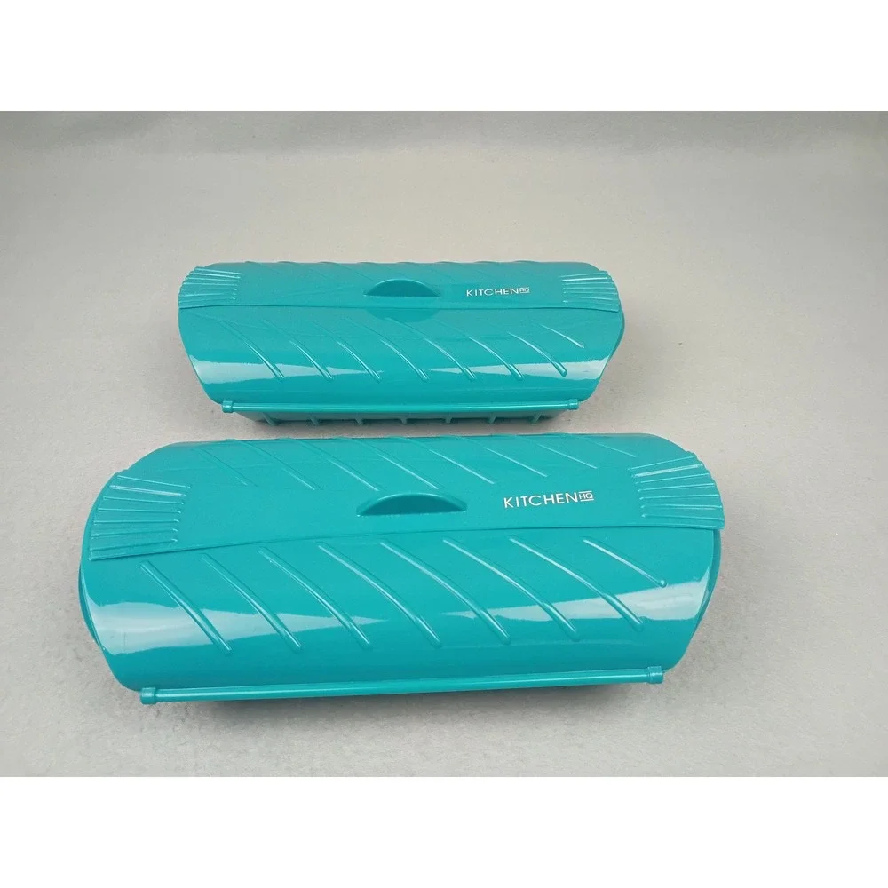 Kitchen HQ Microwave Steamer Set of 2 Teal Blue Winged Lid Steaming Trays